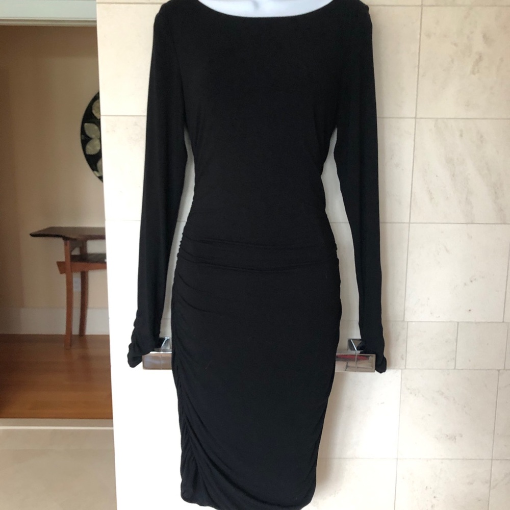Ralph Lauren Ruched Black Midi Dress size 8